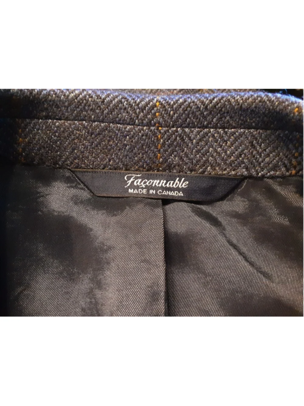FACONNABLE Sport Coat 41R Model- LAWRENCE Blue Gray Windowpane Double Vent Mint